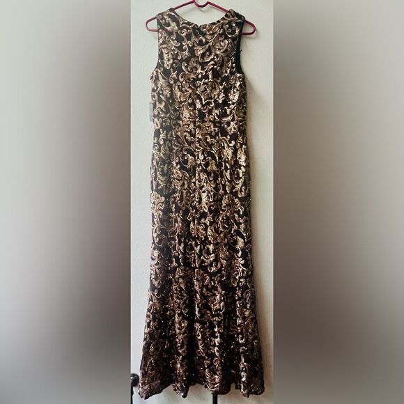 ALEX EVENINGS BLK/COPPER MOTHER OF BRIDE/GROOM SLEEVELESS SEQUIN DRESS Sz.12~NWT - Picture 7 of 8